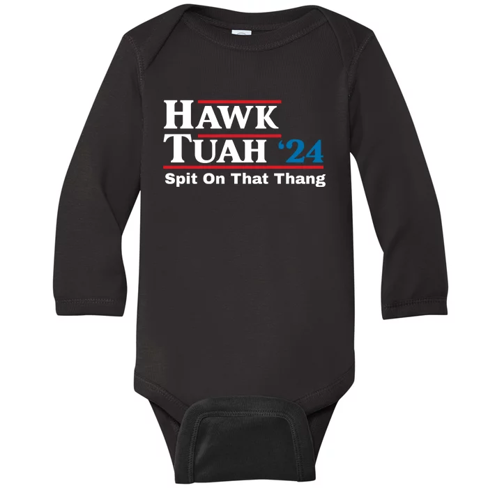 Hawk Tuah Funny Saying Baby Long Sleeve Bodysuit