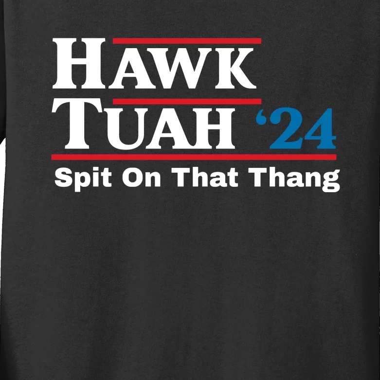 Hawk Tuah Funny Saying Kids Long Sleeve Shirt