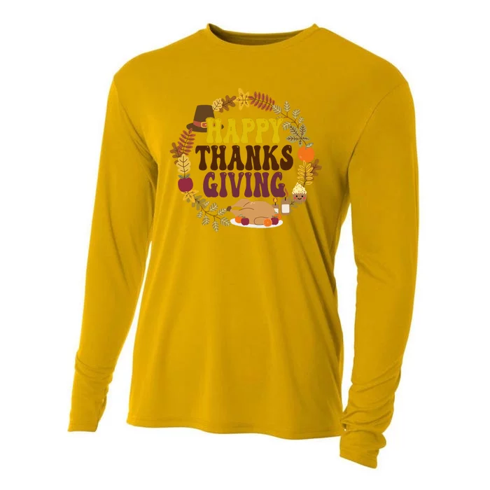 Happy Thanksgiving Fall Holiday Cooling Performance Long Sleeve Crew