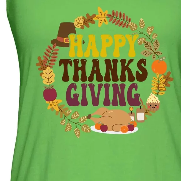 Happy Thanksgiving Fall Holiday Ladies Essential Flowy Tank