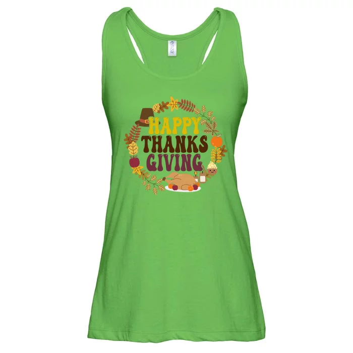 Happy Thanksgiving Fall Holiday Ladies Essential Flowy Tank