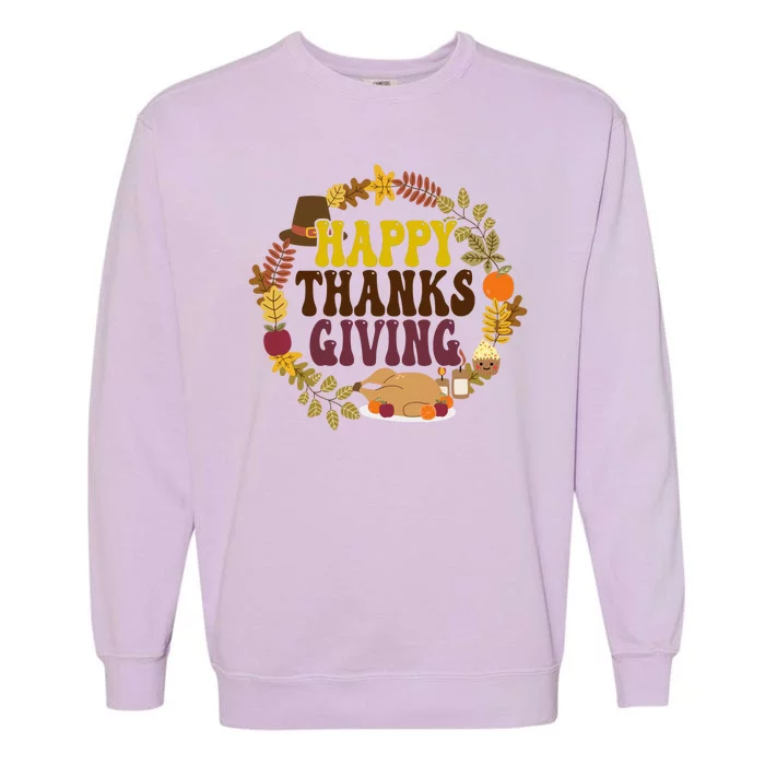 Happy Thanksgiving Fall Holiday Garment-Dyed Sweatshirt