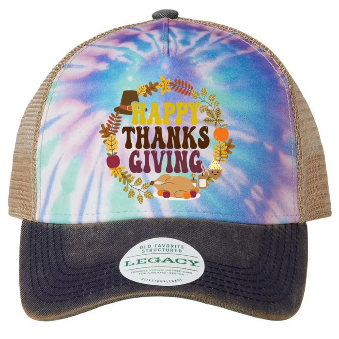 Happy Thanksgiving Fall Holiday Legacy Tie Dye Trucker Hat