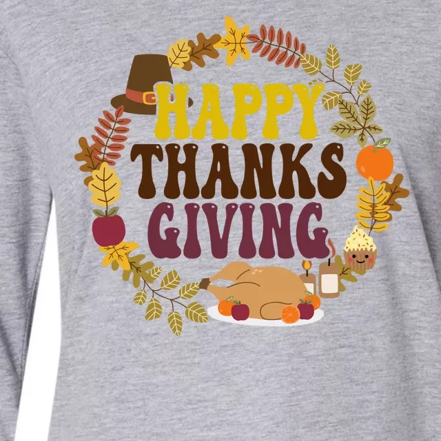 Happy Thanksgiving Fall Holiday Womens Cotton Relaxed Long Sleeve T-Shirt