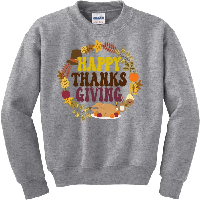 Happy Thanksgiving Fall Holiday Kids Sweatshirt