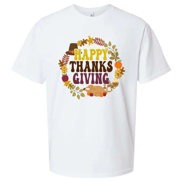 Happy Thanksgiving Fall Holiday Sueded Cloud Jersey T-Shirt