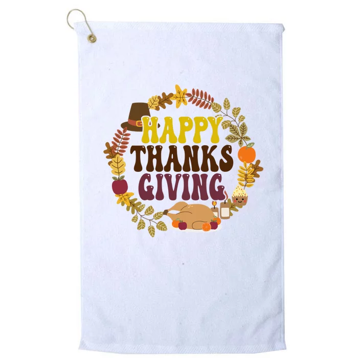 Happy Thanksgiving Fall Holiday Platinum Collection Golf Towel