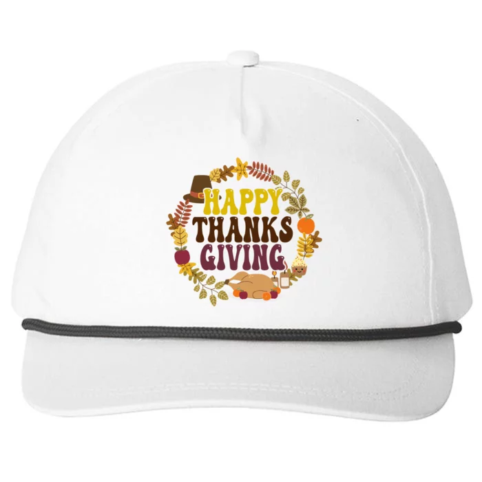 Happy Thanksgiving Fall Holiday Snapback Five-Panel Rope Hat