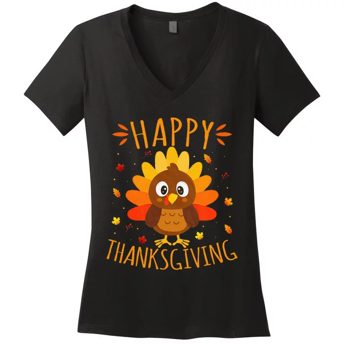 Happy Thanksgiving For Turkey Day Family Dinner Women's V-Neck T-Shirt