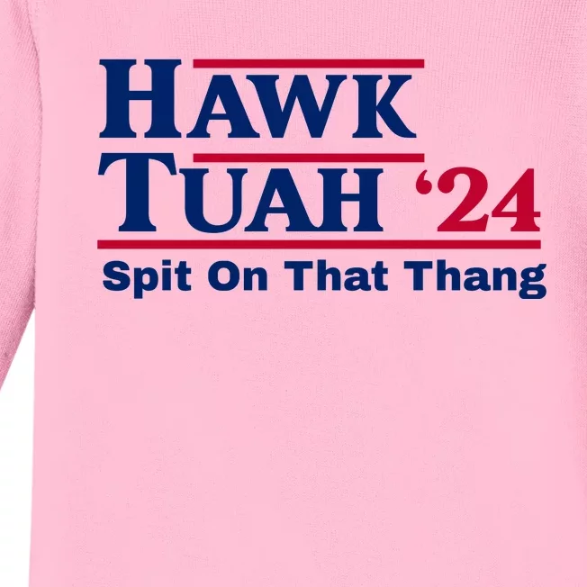 Hawk Tuah Funny Saying Baby Long Sleeve Bodysuit