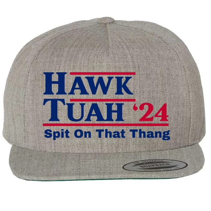 Hawk Tuah Funny Saying Wool Snapback Cap