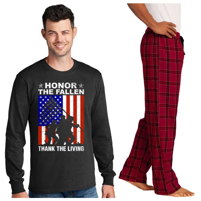 Honor The Fallen Thank The Living Memorial Day Veteran Gift Great Gift Long Sleeve Pajama Set