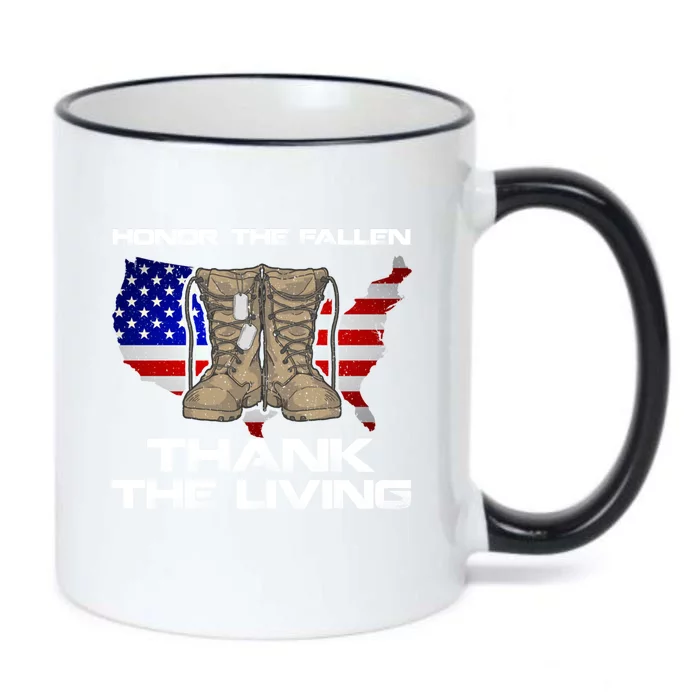 Honor The Fallen Thank The Living Military Veteran Gift Black Color Changing Mug