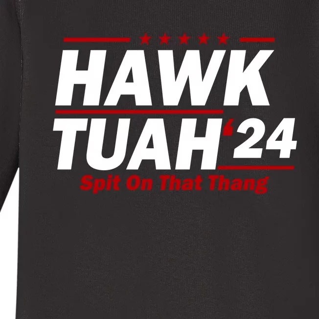 Hawk Tuah Funny Saying Baby Long Sleeve Bodysuit