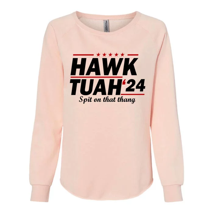 Hawk Tuah Funny Saying Womens California Wash Sweatshirt