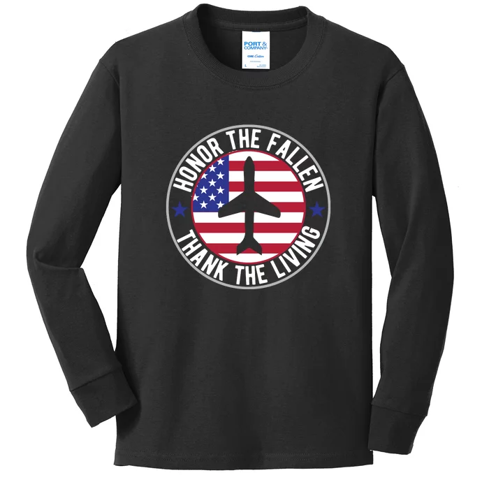 Honor The Fallen Thank The Living Memorial Day Gift Kids Long Sleeve Shirt