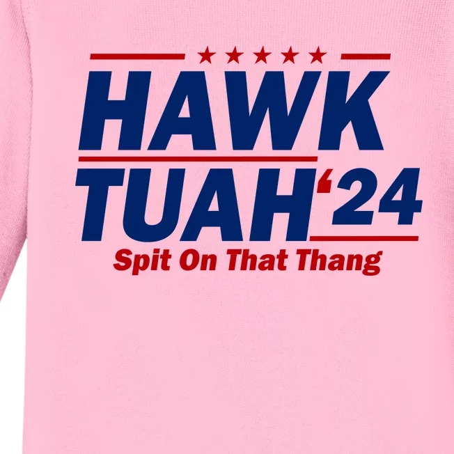 Hawk Tuah Funny Saying Baby Long Sleeve Bodysuit