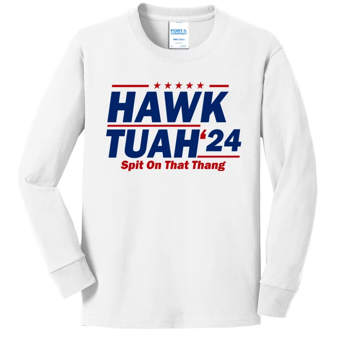 Hawk Tuah Funny Saying Kids Long Sleeve Shirt