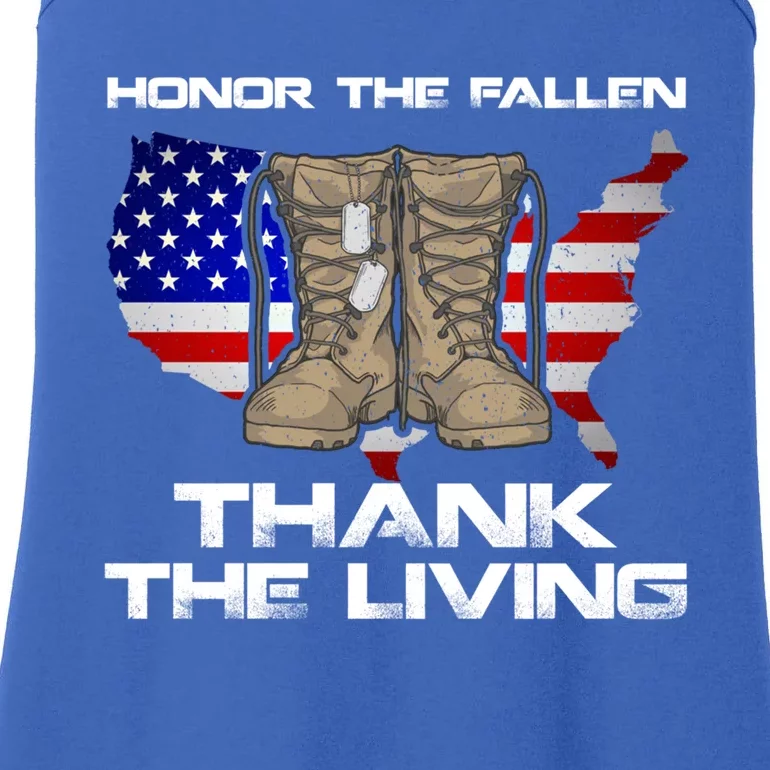 Honor The Fallen Thank The Living Military Veteran Gift Ladies Essential Tank