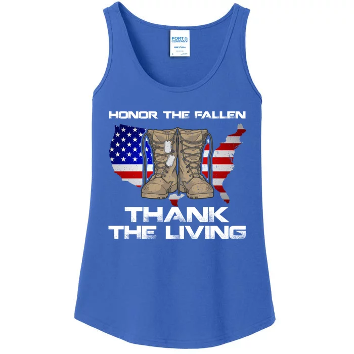 Honor The Fallen Thank The Living Military Veteran Gift Ladies Essential Tank