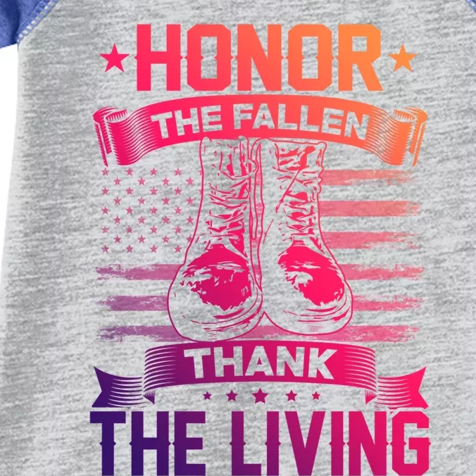 Honor The Fallen Thank The Living Memorial Day Veterans Day Gift Infant Baby Jersey Bodysuit