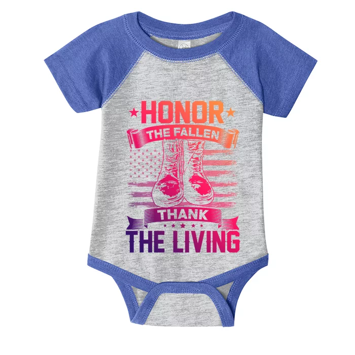 Honor The Fallen Thank The Living Memorial Day Veterans Day Gift Infant Baby Jersey Bodysuit