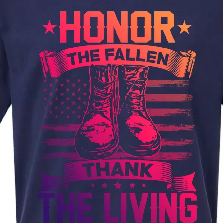 Honor The Fallen Thank The Living Memorial Day Veterans Day Gift Sueded Cloud Jersey T-Shirt