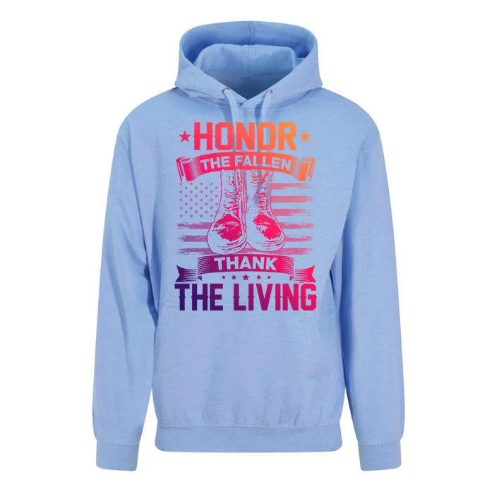 Honor The Fallen Thank The Living Memorial Day Veterans Day Gift Unisex Surf Hoodie