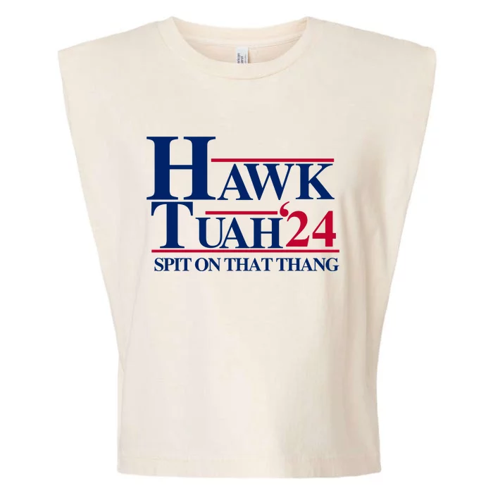 Hawk Tuah Funny Saying Garment-Dyed Women's Muscle Tee