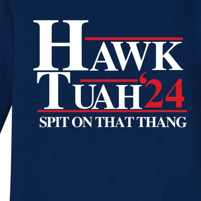 Hawk Tuah Funny Saying Baby Long Sleeve Bodysuit