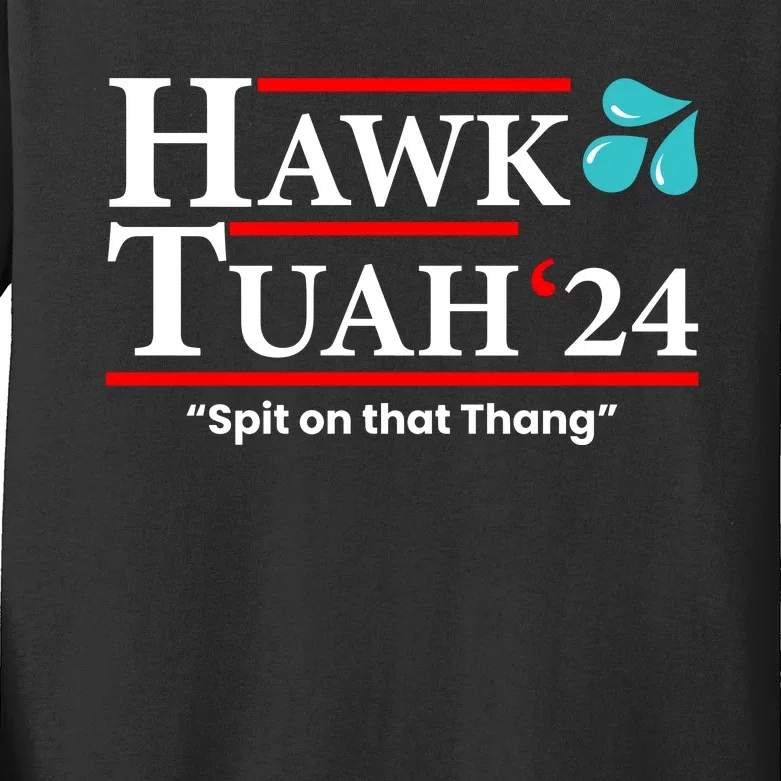 Hawk Tuah Funny Saying Kids Long Sleeve Shirt