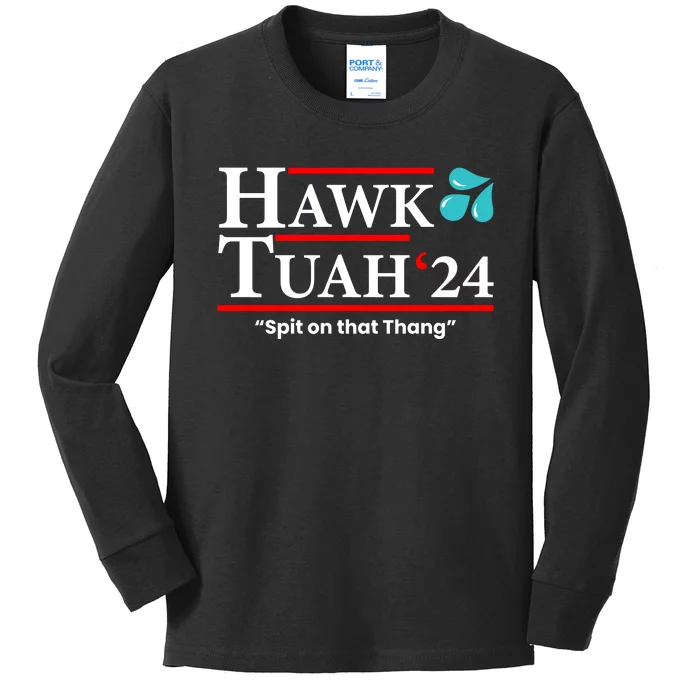 Hawk Tuah Funny Saying Kids Long Sleeve Shirt