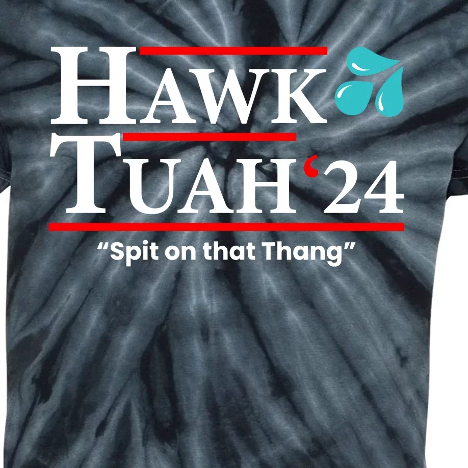 Hawk Tuah Funny Saying Kids Tie-Dye T-Shirt