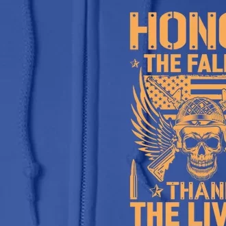 Honor The Fallen Thank The Living U S Veterans Great Gift Full Zip Hoodie