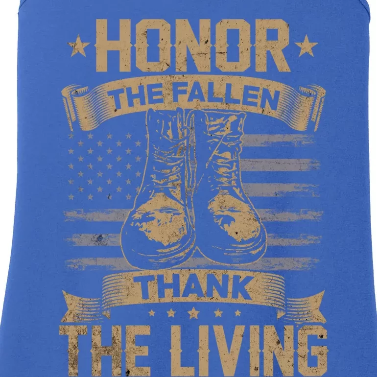 Honor The Fallen Thank The Living Memorial Day Veterans Day Gift Ladies Essential Tank