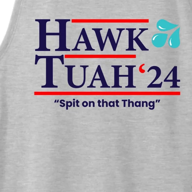 Hawk Tuah Funny Saying Ladies Tri-Blend Wicking Tank