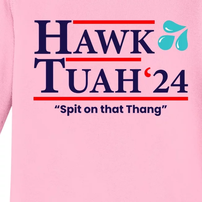 Hawk Tuah Funny Saying Baby Long Sleeve Bodysuit