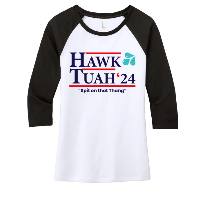 Hawk Tuah Funny Saying Women's Tri-Blend 3/4-Sleeve Raglan Shirt