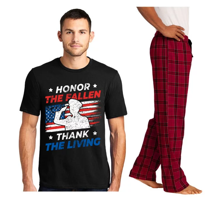 Honor The Fallen Thank The Living Patriotic Military Us Flag Gift Pajama Set