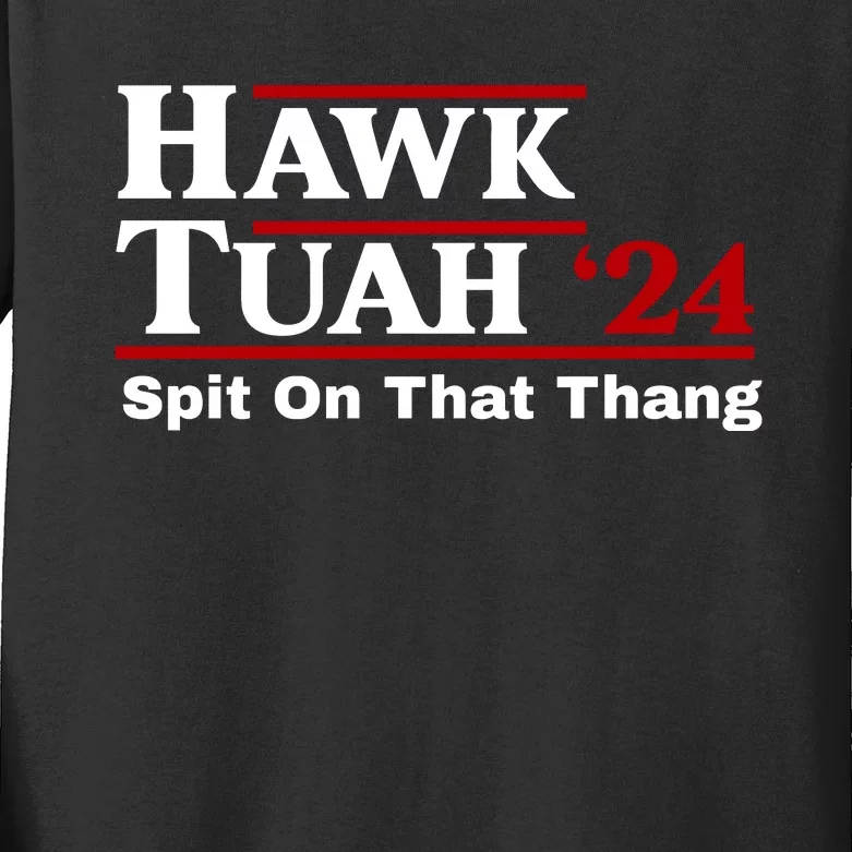 Hawk Tuah Funny Saying Kids Long Sleeve Shirt