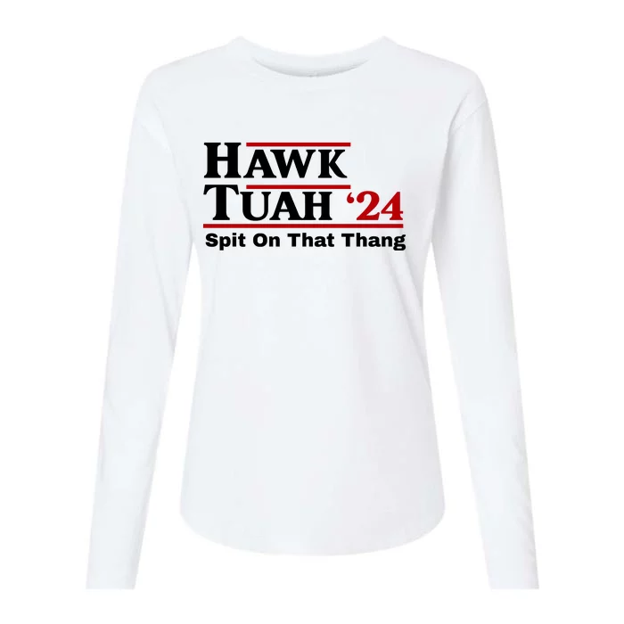 Hawk Tuah Funny Saying Womens Cotton Relaxed Long Sleeve T-Shirt