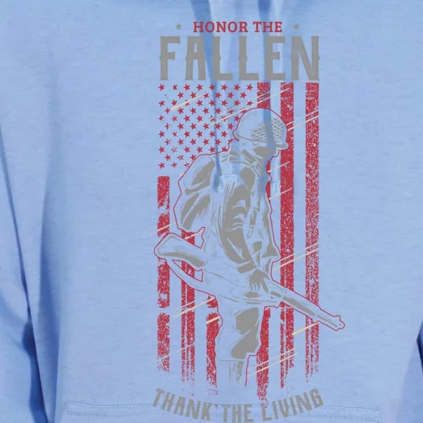 Honor The Fallen Thank The Living Memorial Day Veterans Cool Gift Unisex Surf Hoodie