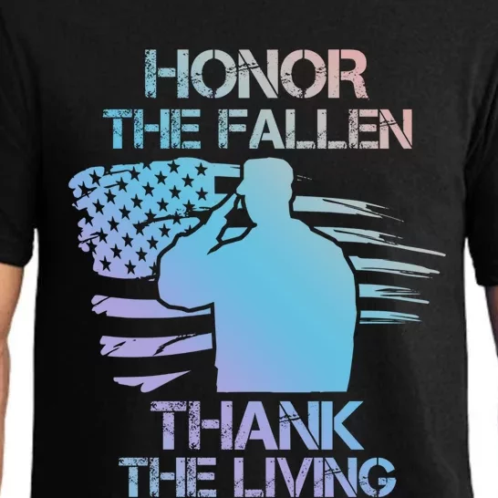 Honor The Fallen Thank The Living Saluting Soldier American Funny Gift Pajama Set