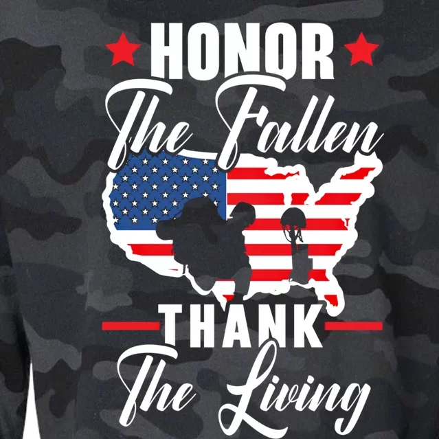 Honor The Fallen Thank The Living Usa American Memorial Day Funny Gift Cropped Pullover Crew