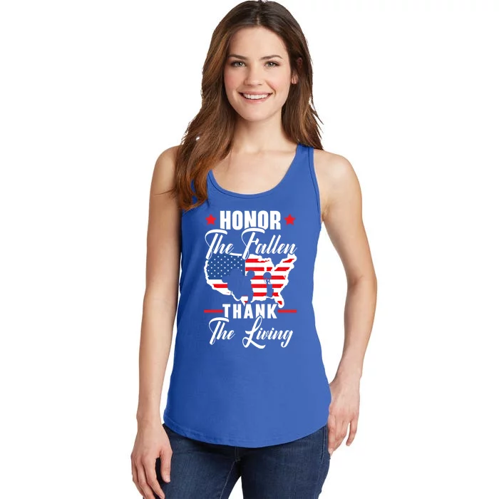 Honor The Fallen Thank The Living Usa American Memorial Day Funny Gift Ladies Essential Tank