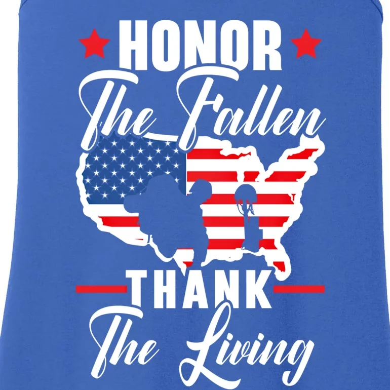 Honor The Fallen Thank The Living Usa American Memorial Day Funny Gift Ladies Essential Tank