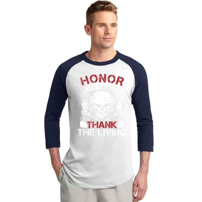 Honor The Fallen Thank The Living Veterans Day Cool Gift Baseball Sleeve Shirt