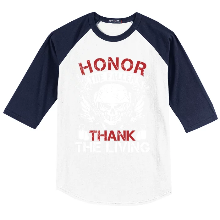 Honor The Fallen Thank The Living Veterans Day Cool Gift Baseball Sleeve Shirt