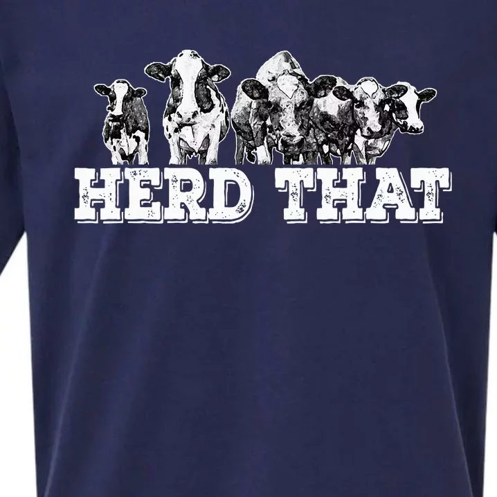 Herd That Funny Cow Lover Farmer Gift Sueded Cloud Jersey T-Shirt