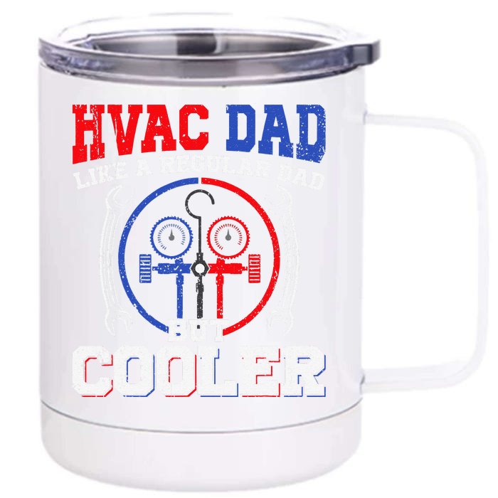 HVAC Technician Father HVAC Dad Distressed Fathers Day Front & Back 12oz Stainless Steel Tumbler Cup